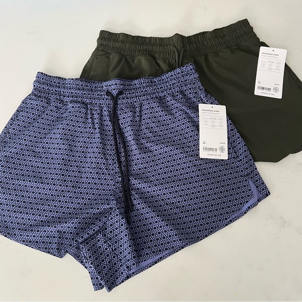 Athleta Women's Shorts in Blue Pattern and Olive Green